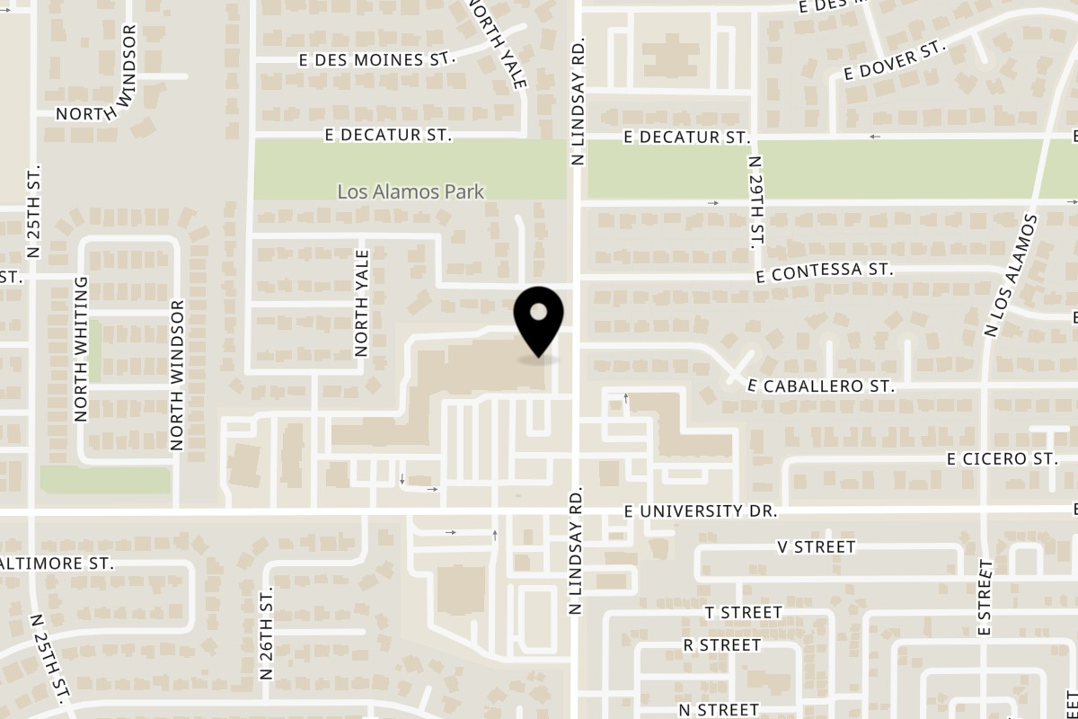 Map showing the location of By the Bucket Mesa on 454 N Lindsay Rd in Mesa